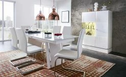 LEONARDO Esstisch ausziehbar Cube | Weiß