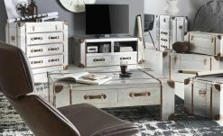 Couchtisch Aluminium Kunstleder Rimini