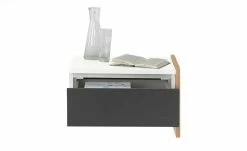 Anbau-Nachtkommode Holly | Weiß / Hickory (Nachbildung) / Anthrazit -Hoeffner Verkäufe 12114022 5 202002122240
