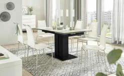 Connubia Säulentisch ausziehbar Pegaso | Salzweiß Schwarz