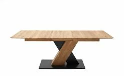 Säulentisch ausziehbar Balu | X-Säule Wildeiche Schwarz-Grau 180|cm -Hoeffner Verkäufe 14305559 2 202102102233