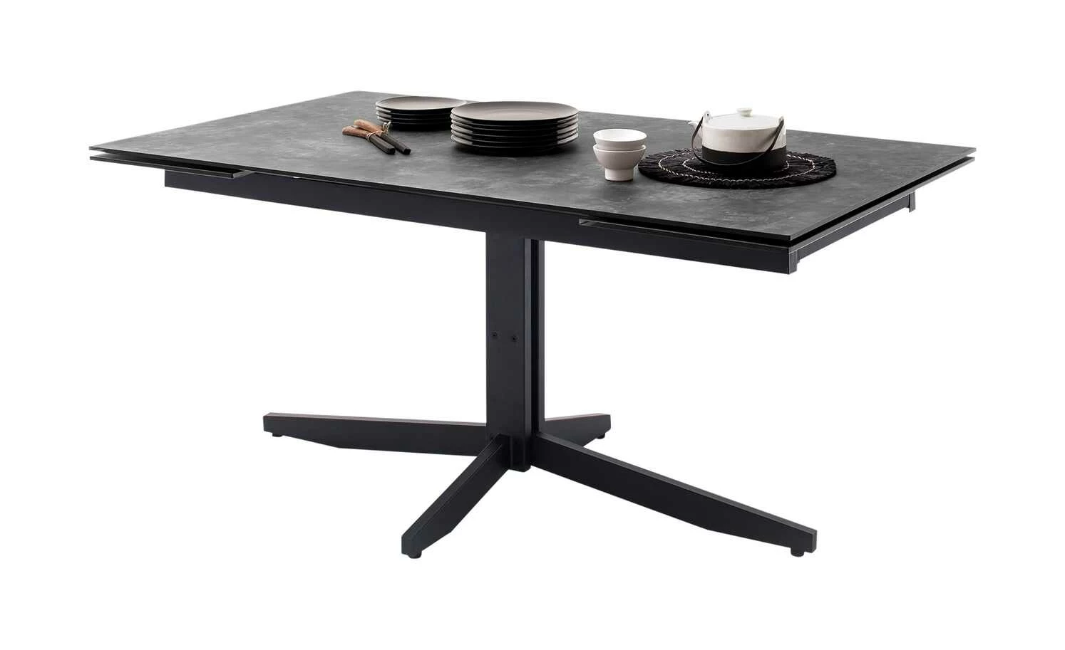 HPL/Glas-Säulentisch ausziehbar Minni HPL/Glas-Säulentisch ausziehbar Minni | Steinoptik Grau -Hoeffner Verkäufe 14305565 2 202011182242