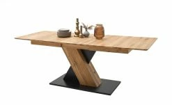 Säulentisch ausziehbar Balu | X-Säule Wildeiche Schwarz-Grau 140|cm -Hoeffner Verkäufe 14307491 10 202102102232