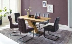 Säulentisch ausziehbar Balu | X-Säule Wildeiche Schwarz-Grau 140|cm -Hoeffner Verkäufe 14307491 11 202102102232