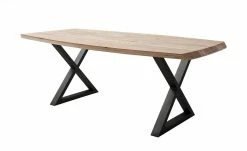 Woodford Kufentisch massiv Calotta | 220|cm Natur X-Form Anthrazit