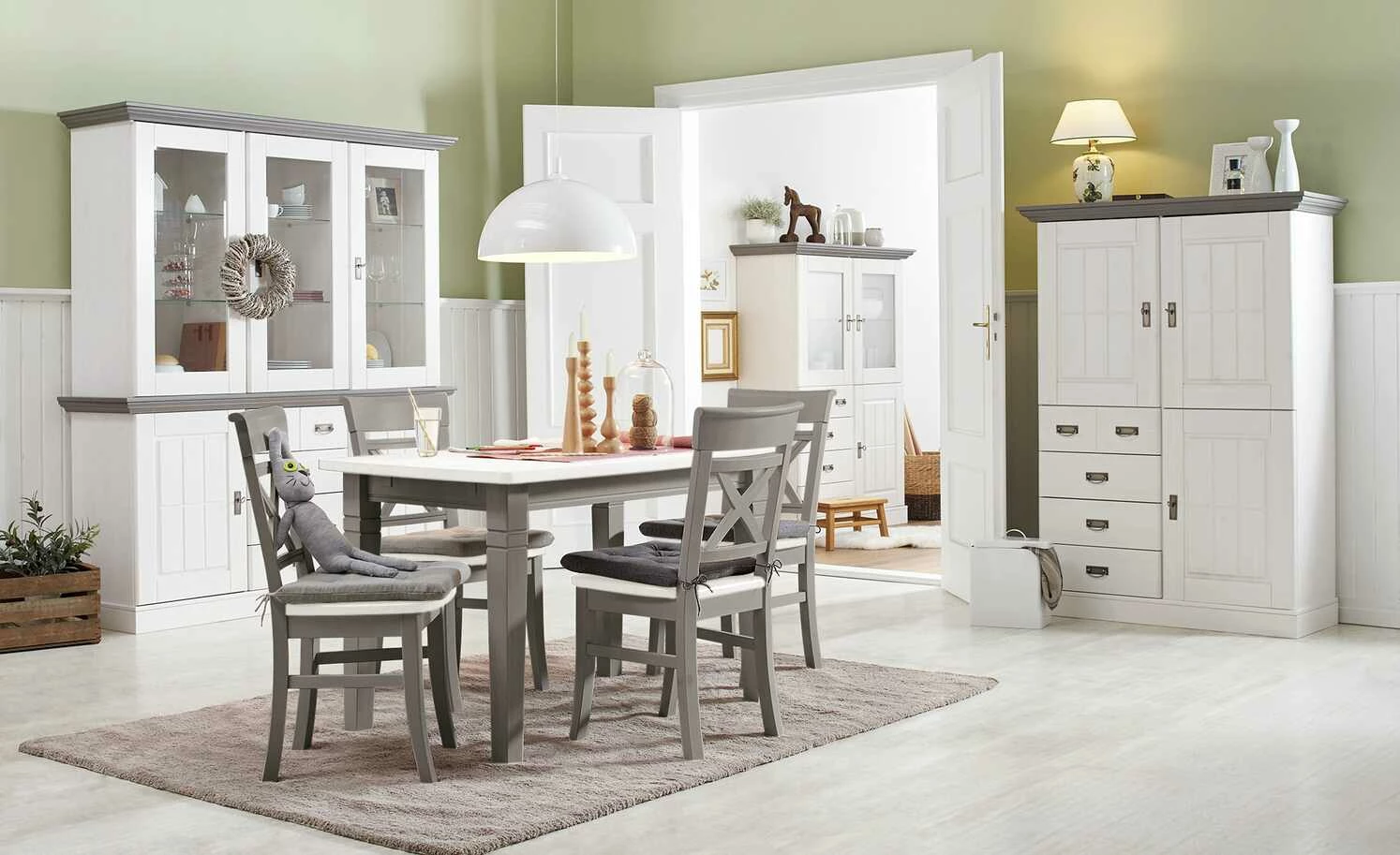 maison bleue Esstisch massiv Florian maison bleue Esstisch massiv Florian | Grau / Weiß ca. 140x90 cm -Hoeffner Verkäufe 15301792 2 202108311235