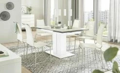Connubia Säulentisch ausziehbar Pegaso | Salzweiß Schneeweiß