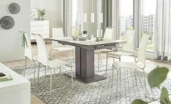 Connubia Säulentisch ausziehbar Pegaso | Salzweiß Taubengrau