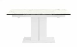Connubia Säulentisch ausziehbar Pegaso | Marmor Alpi Weiß Schneeweiß