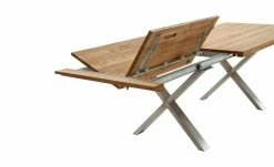 Woodford Massivholztisch ausziehbar Sovis | Wildeiche / Edelstahl ca. 180x100 cm -Hoeffner Verkäufe 15309016 8 202207142232