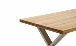 Woodford Massivholztisch ausziehbar Sovis | Wildeiche / Edelstahl ca. 180x100 cm -Hoeffner Verkäufe 15309016 9 202207142232