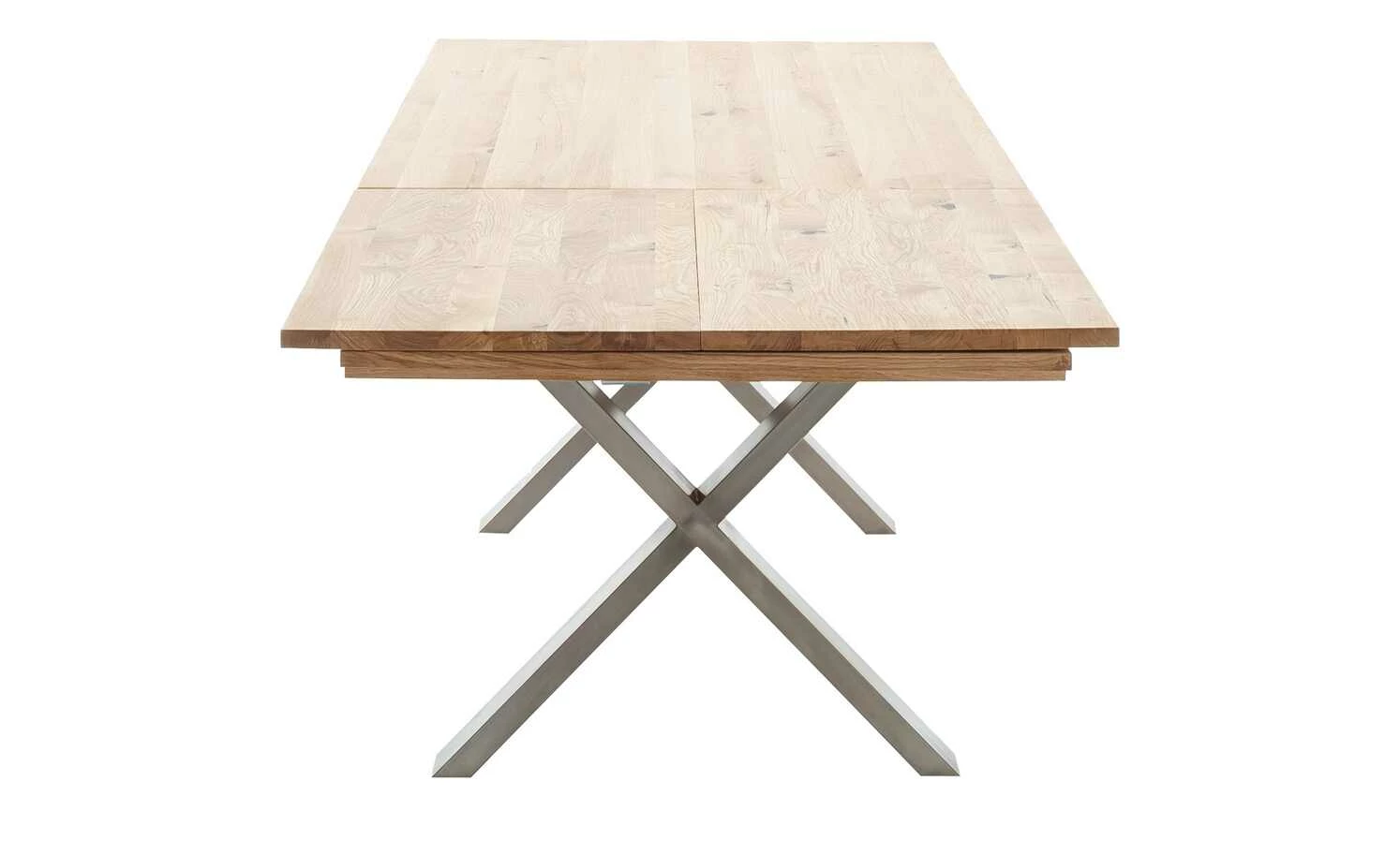 Woodford Massivholztisch ausziehbar Sovis Woodford Massivholztisch ausziehbar Sovis | Eiche Bianco / Edelstahl ca. 180x100 cm -Hoeffner Verkäufe 15309017 1 202207142232