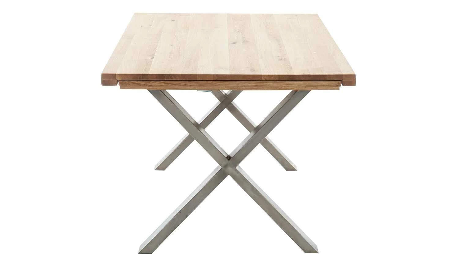 Woodford Massivholztisch ausziehbar Sovis Woodford Massivholztisch ausziehbar Sovis | Eiche Bianco / Edelstahl ca. 180x100 cm -Hoeffner Verkäufe 15309017 2 202207142232